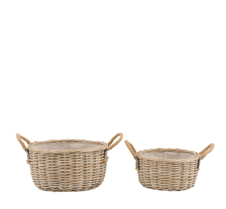 Desser Round Basket Handle Natural Set of 2