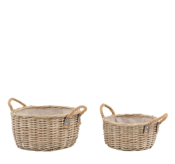Desser Round Basket Handle Natural Set of 2