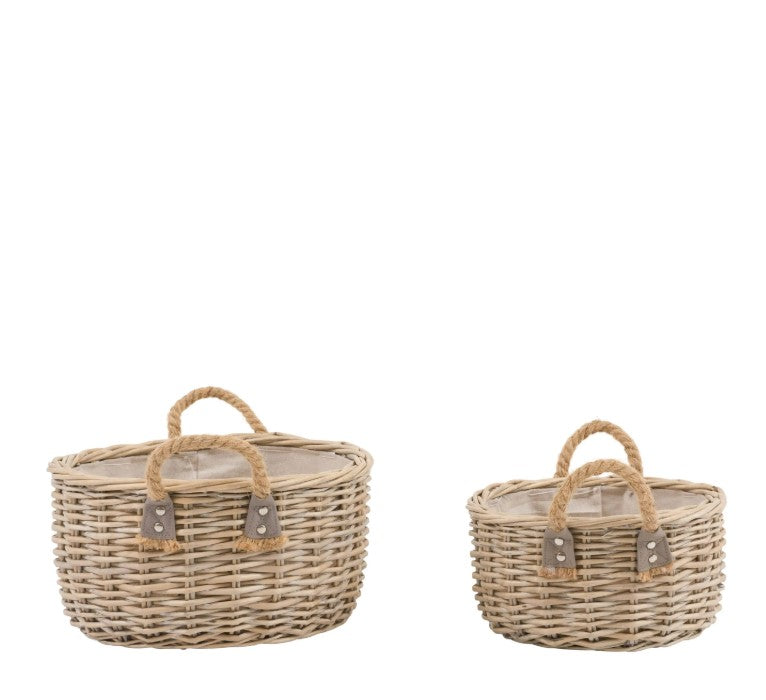 Desser Round Basket Handle Natural Set of 2