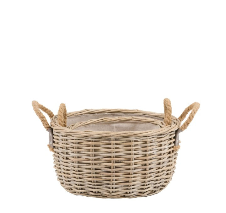 Desser Round Basket Handle Natural Set of 2