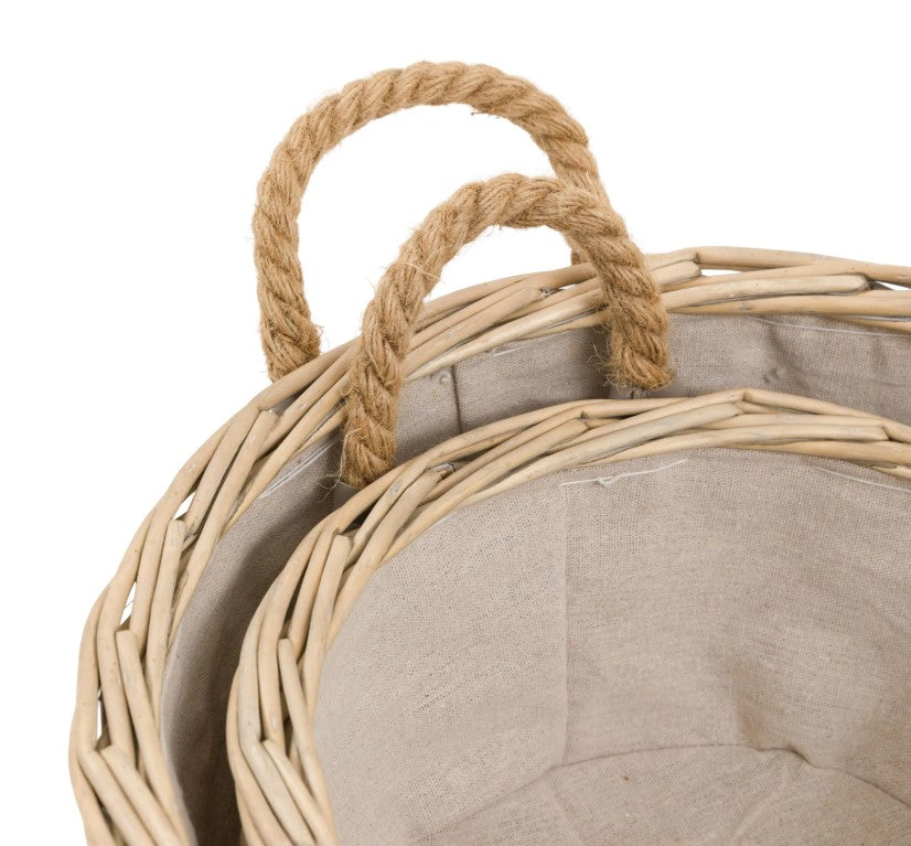 Desser Round Basket Handle Natural Set of 2