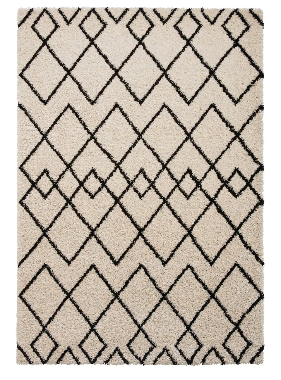 diamond geo shaggy rug in white and black 2 sizes available