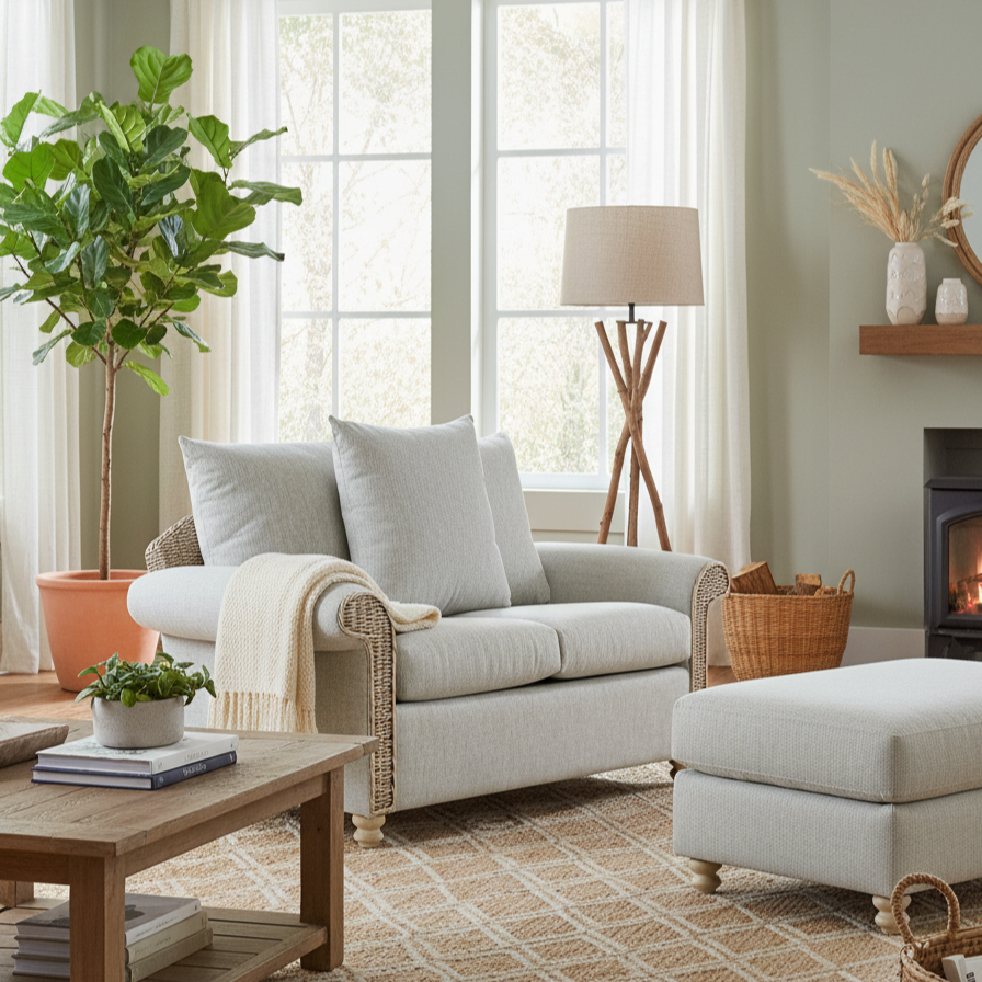 Samford 2 Seater Scatterback Sofa in Pebble