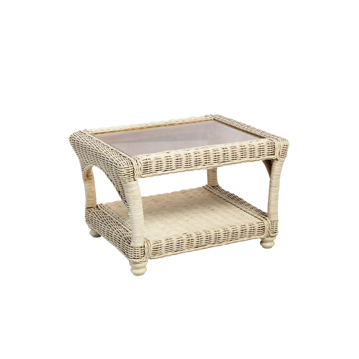 Desser Samford Handcrafted Cane & Glass Coffee Table