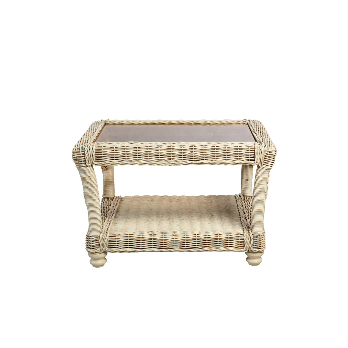 Desser Samford Handcrafted Cane & Glass Coffee Table