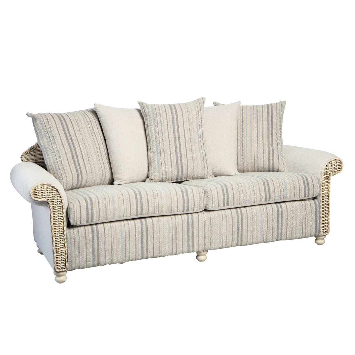 Samford Rattan Scatter Back 3 Seater 3pc Suite in Duke Grey Stripe