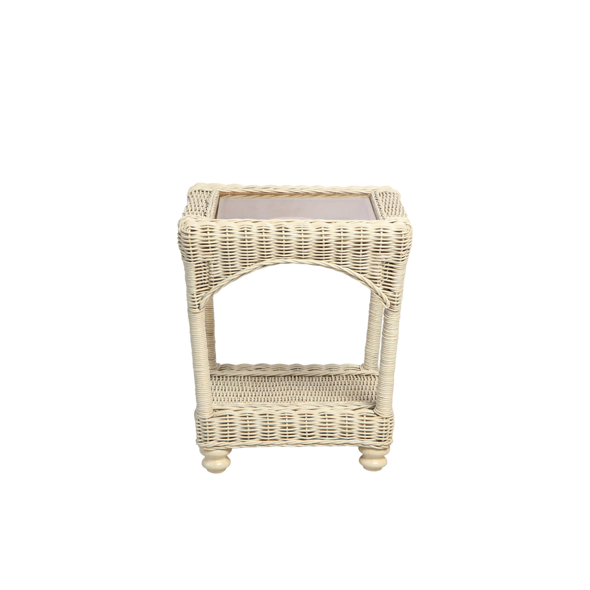 Samford Rustic Modern Wicker & Glass Lamp Table