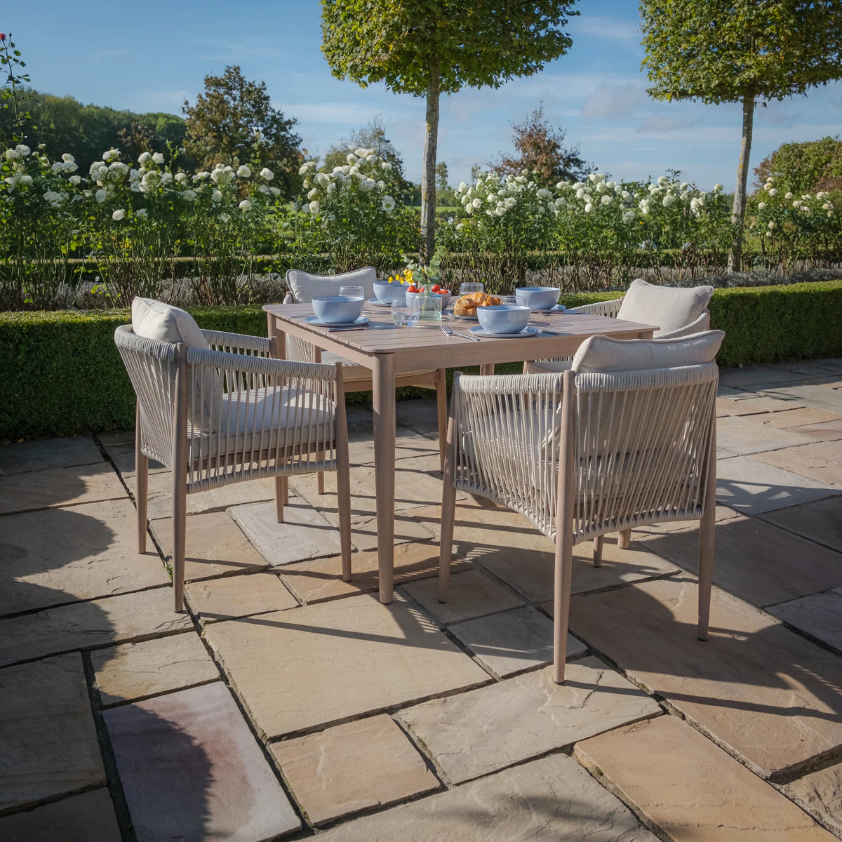 Sardinia 4 Seat Square Dining Set - Natural Linen