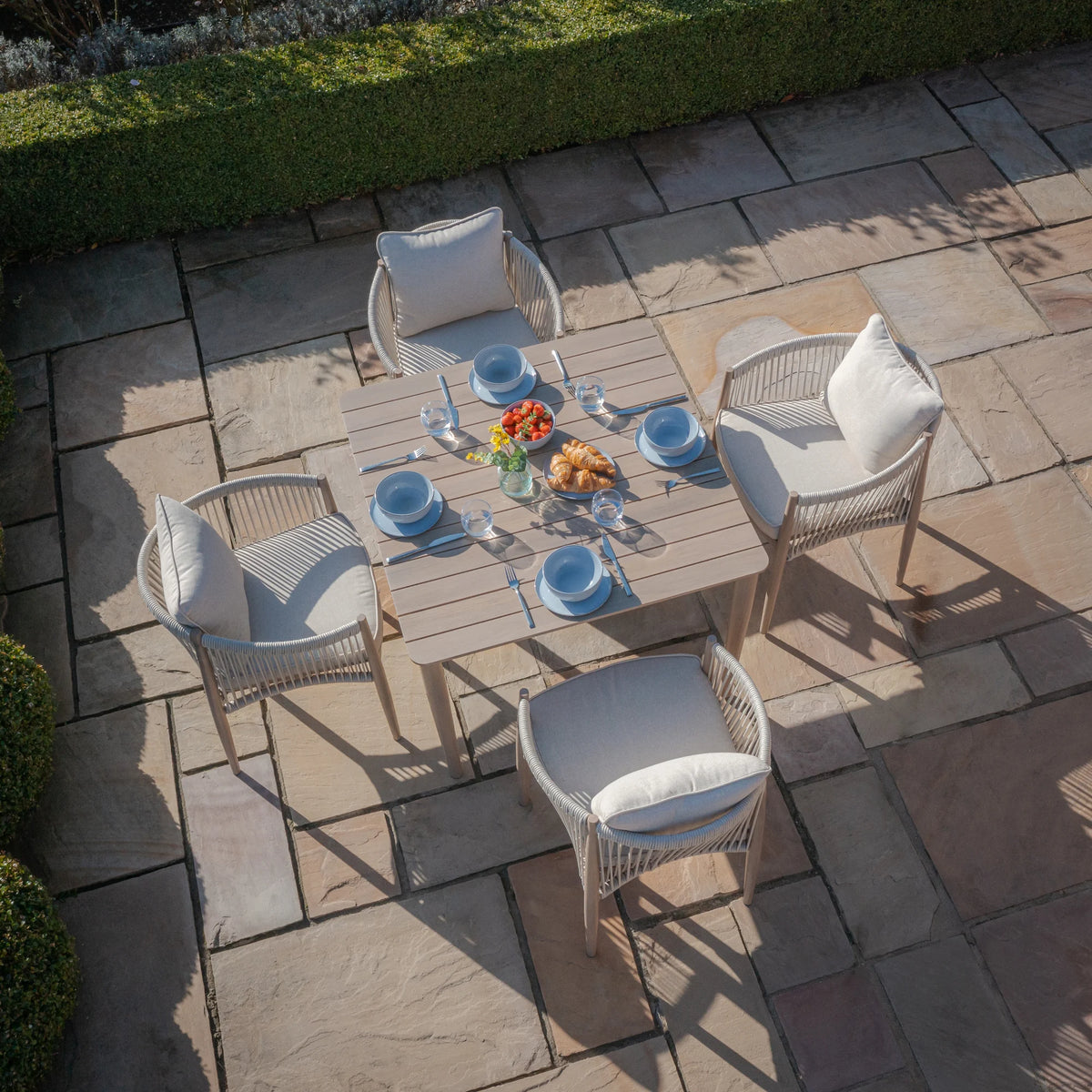 Sardinia 4 Seat Square Dining Set - Natural Linen