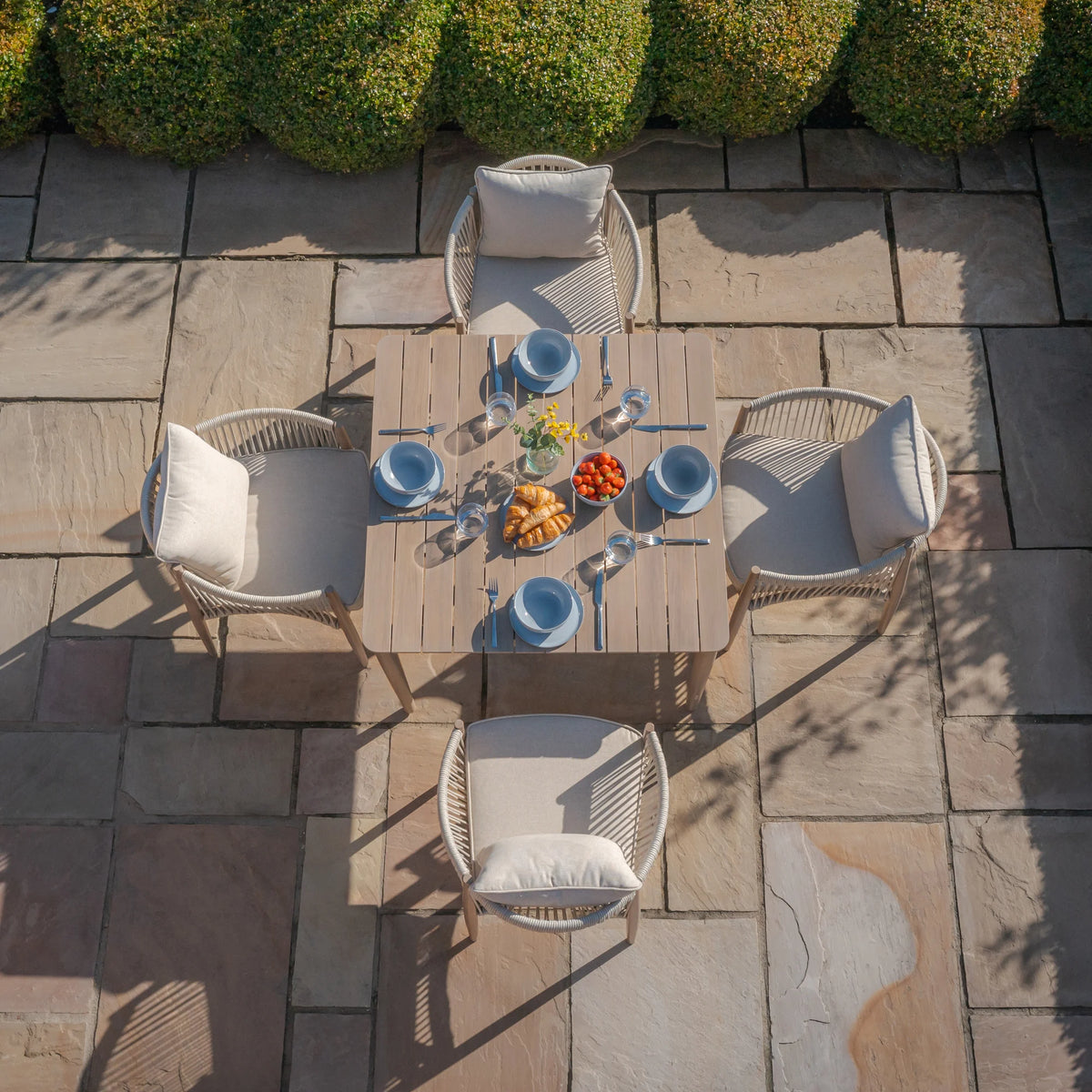 Sardinia 4 Seat Square Dining Set - Natural Linen
