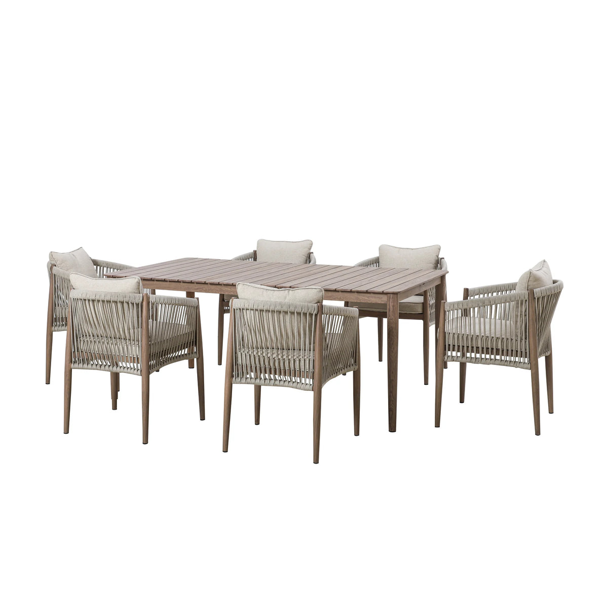 Sardinia 6 Seat Rectangular Dining Set - Natural Linen