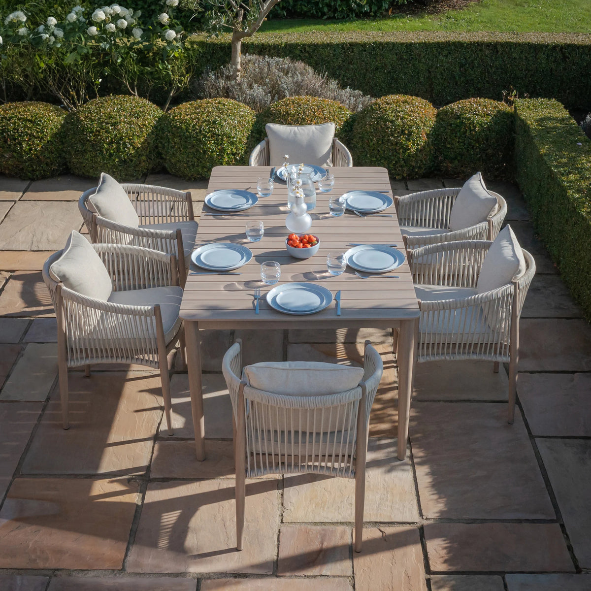 Sardinia 6 Seat Rectangular Dining Set - Natural Linen