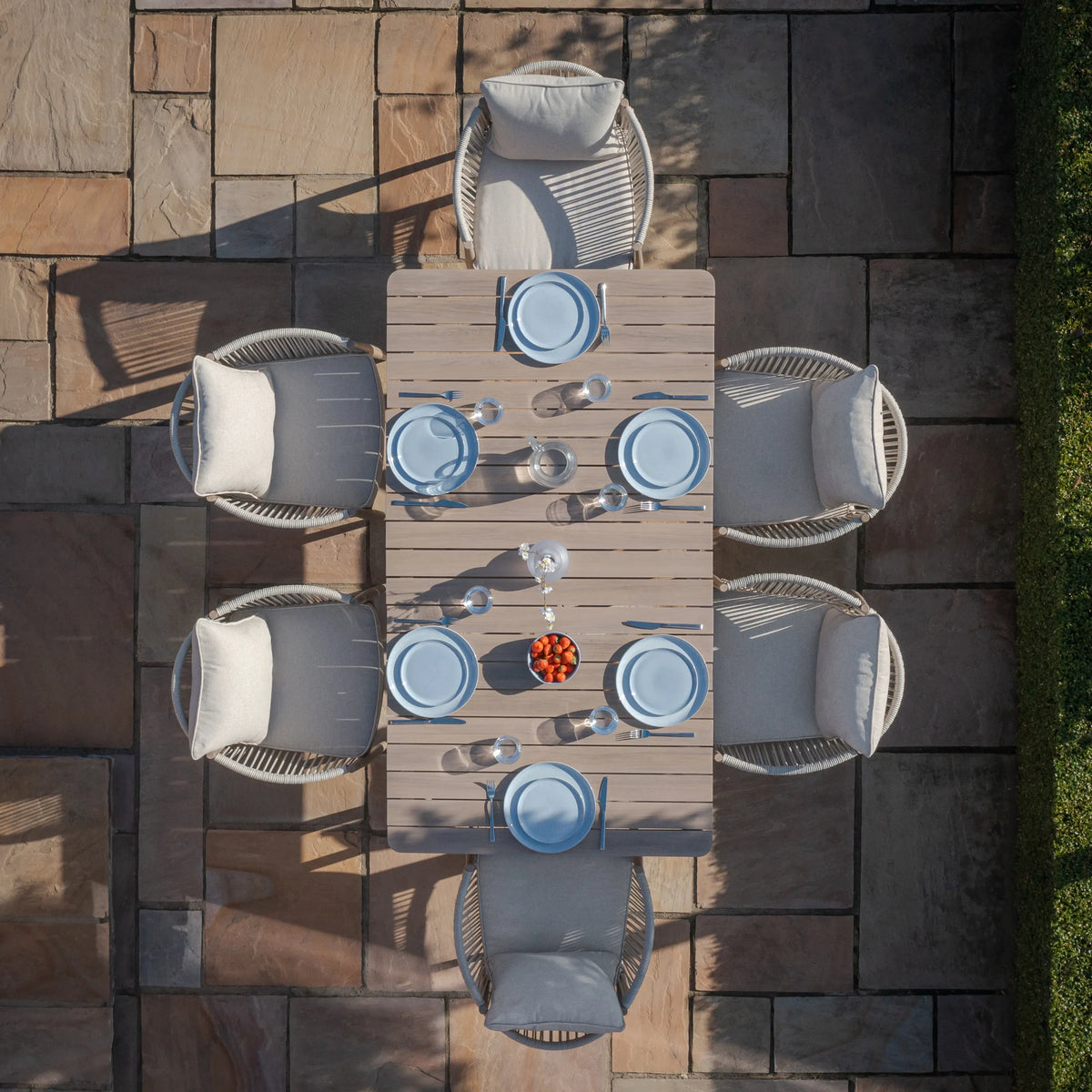 Sardinia 6 Seat Rectangular Dining Set - Natural Linen