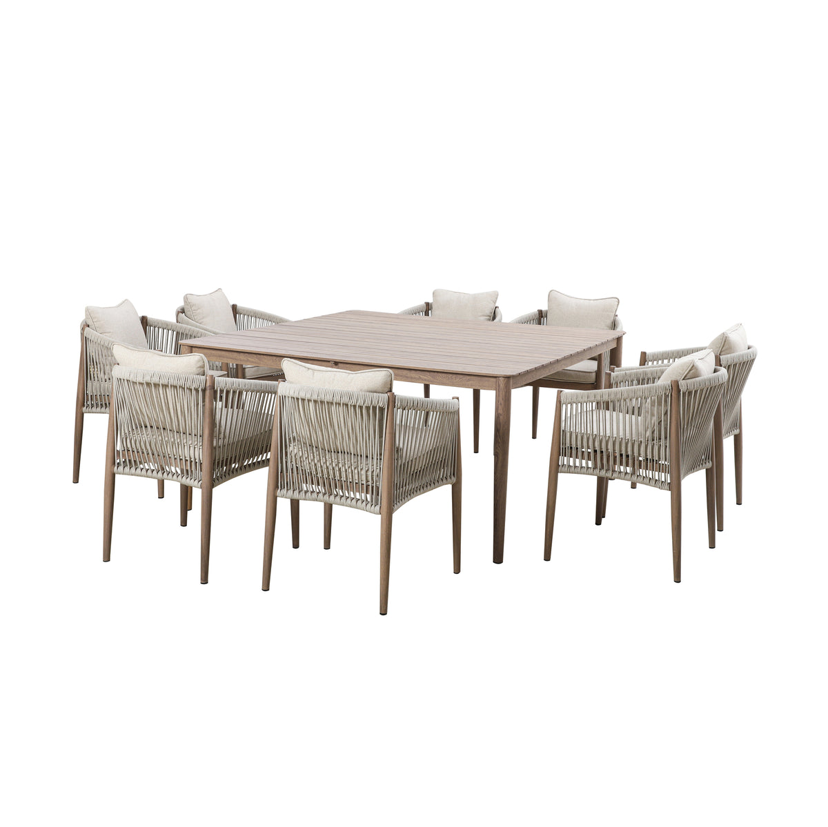 Sardinia 8 Seat Square Dining Set - Natural Linen