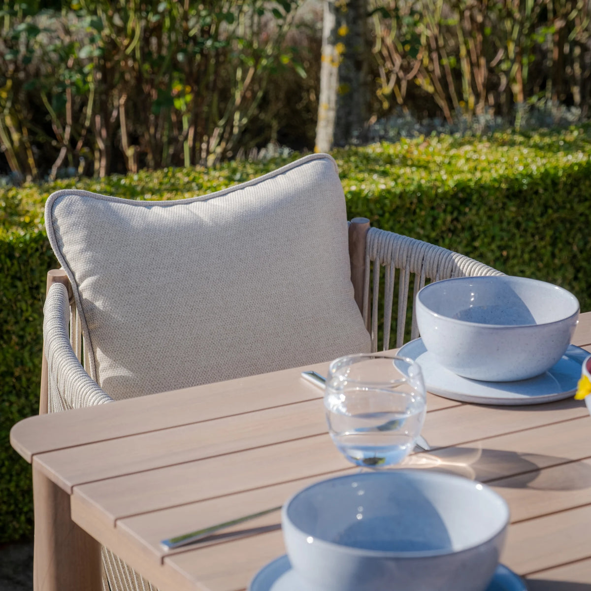 Sardinia 8 Seat Square Dining Set - Natural Linen