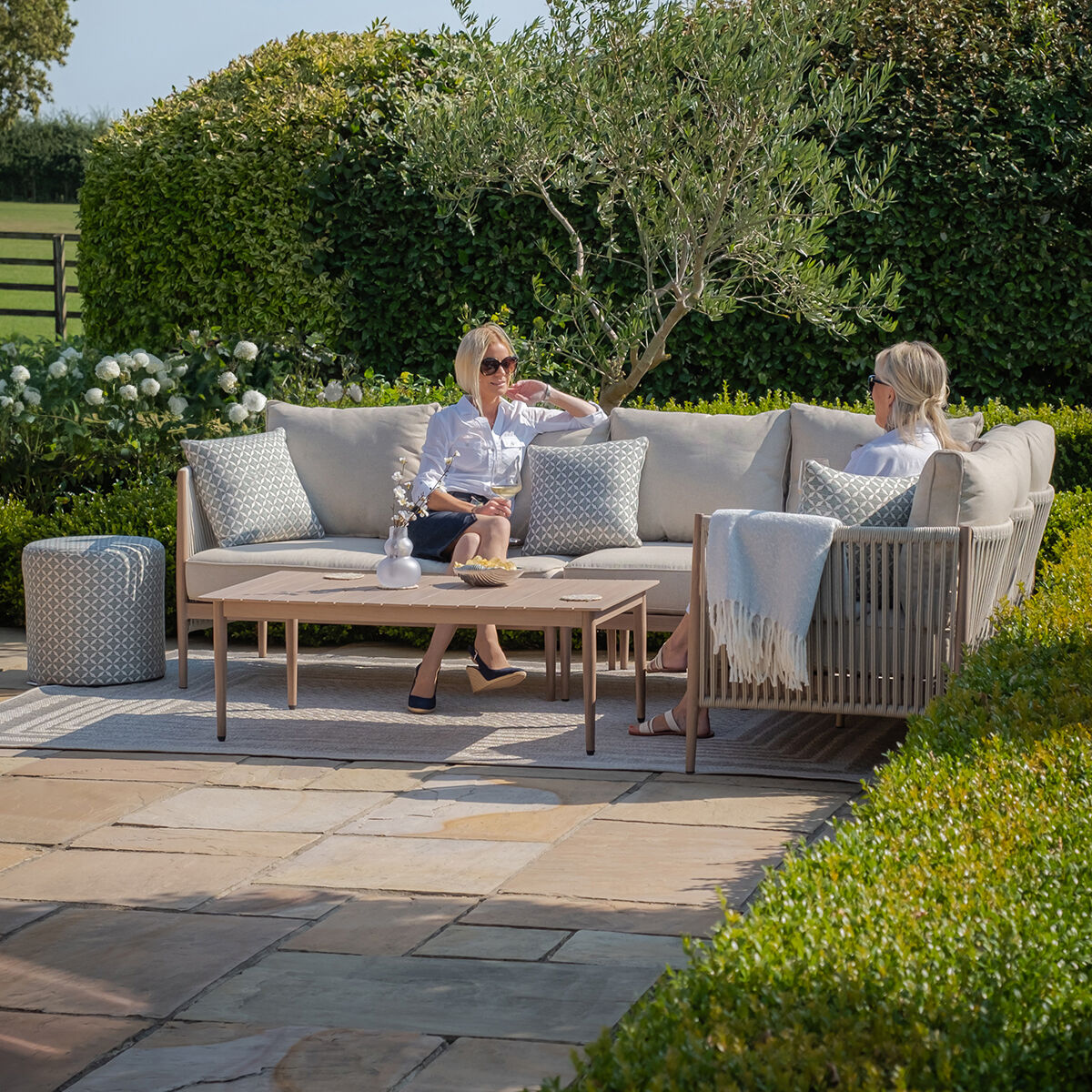 Sardinia Large Corner Sofa Set - Natural Linen