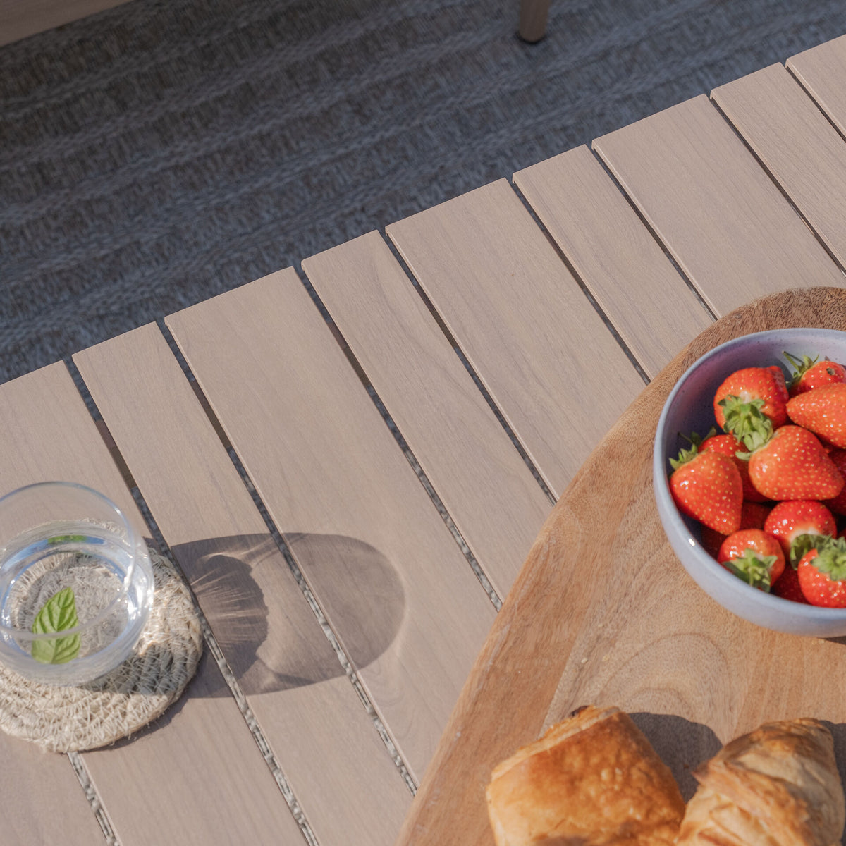 Sardinia Small Corner Dining Set with Square Rising Table - Natural Linen