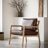 Cortes Brown Leather Chair with Oak Frame