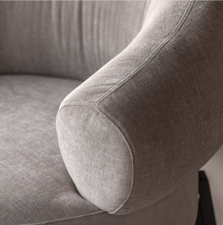 Avalon Upholstered Rounded Lounge Chair in Cream