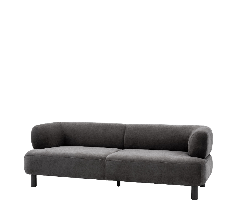 Avalon Upholstered Rounded Sofa in Dark Grey