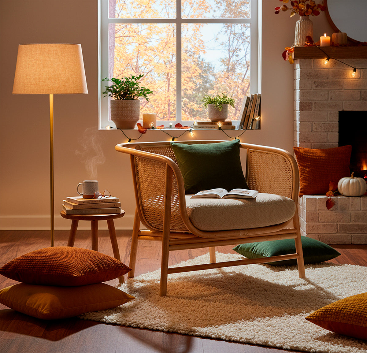 Seoul Rattan Chair with Boucle Latte