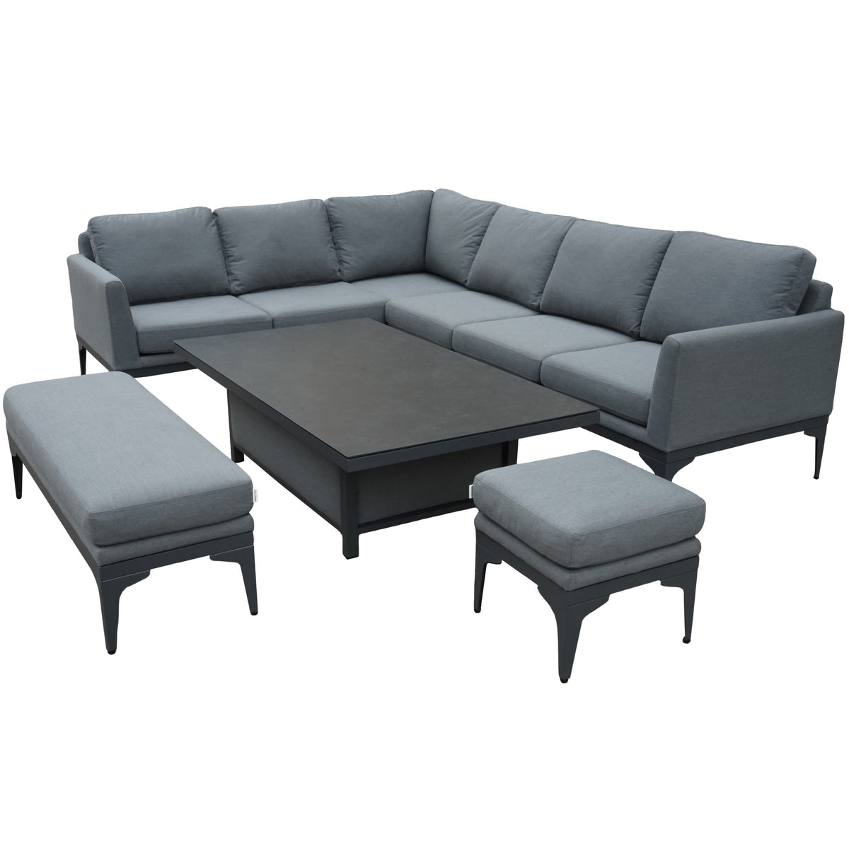 Sergio Outdoor Corner Sofa Set with Adjustable Table - Waterproof Fabric