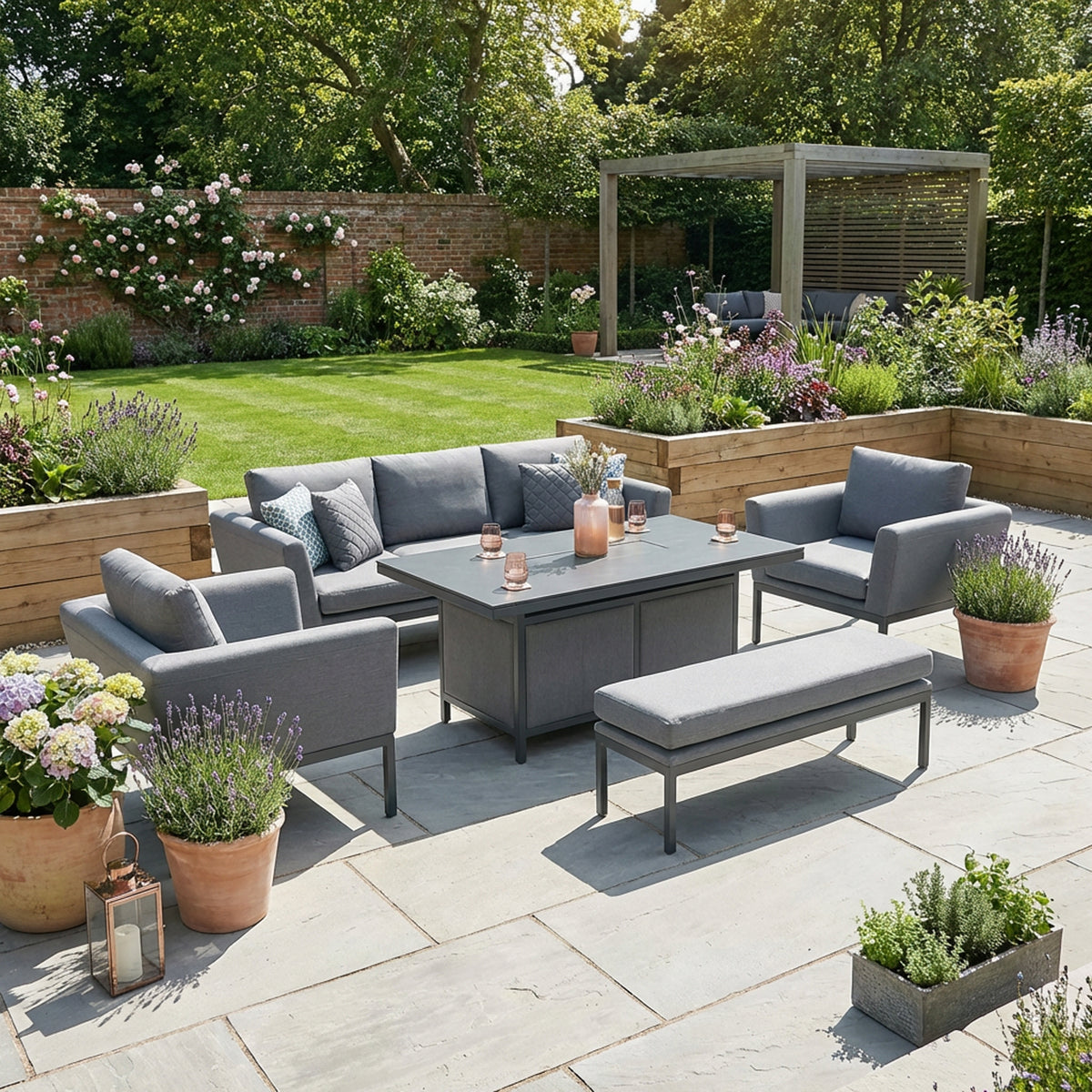 Sergio 3 Seater Outdoor Lounge Set with Adjustable Table (Ex-Display)