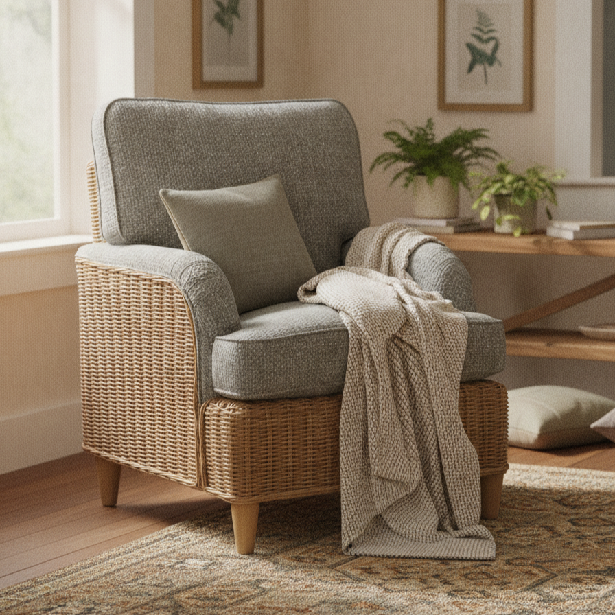 Seville Light Oak Armchair in Jubilee Grey