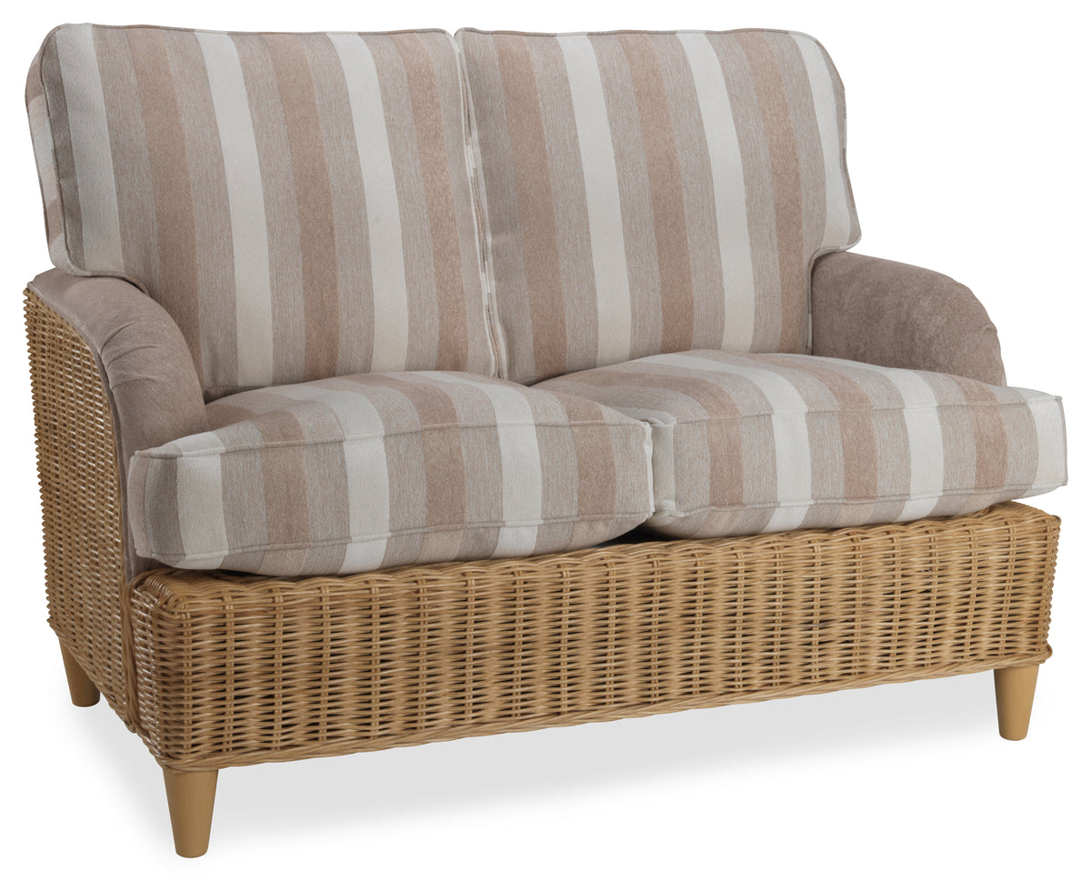 Seville Light Oak 2 Seater Sofa in Duke Beige Stripe