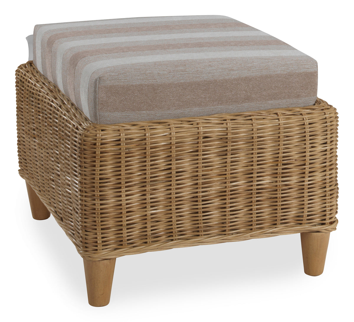 Seville Light Oak Footstool in Duke Beige Stripe