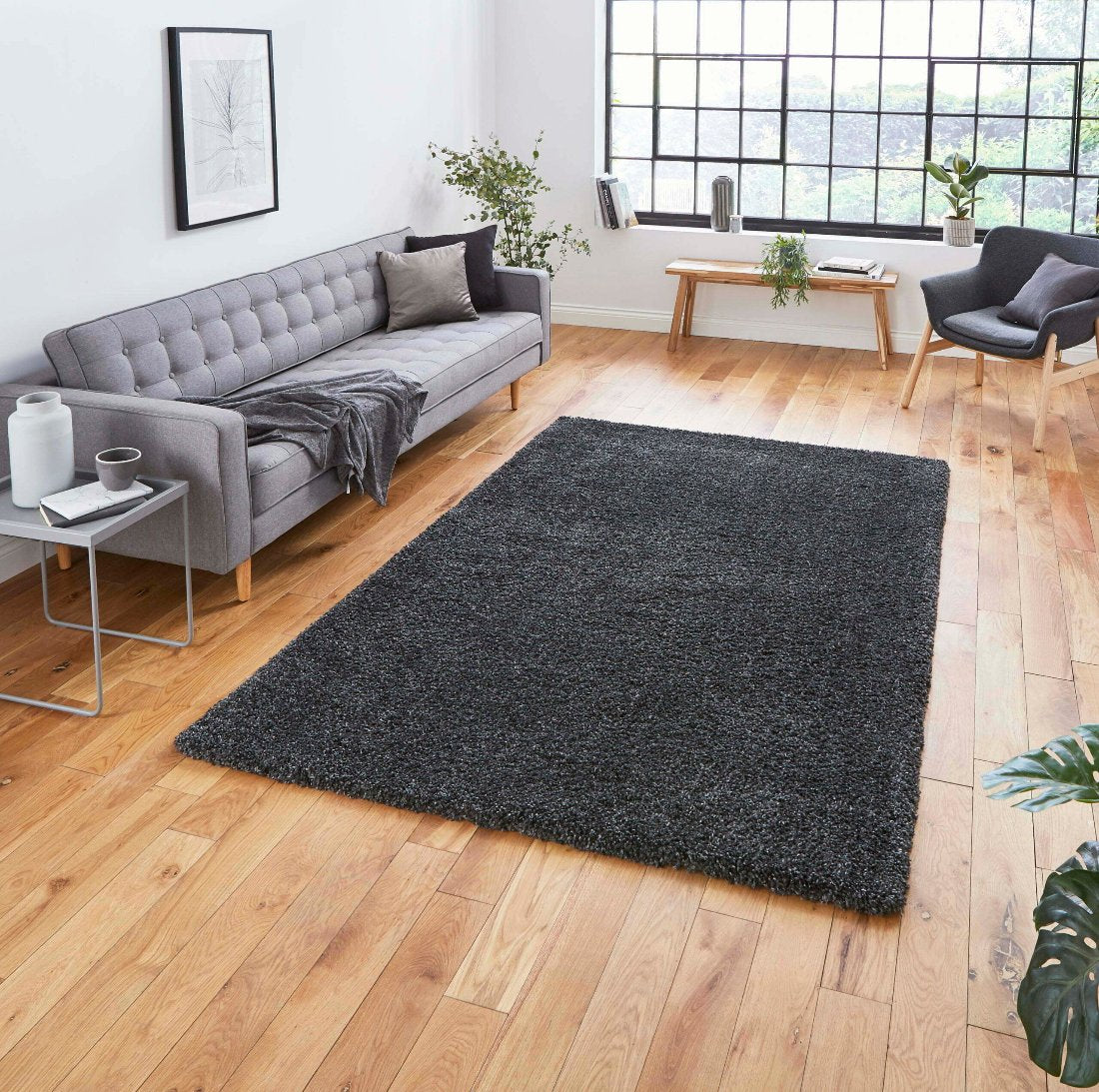 sierra shag rug in dark grey 3 sizes available