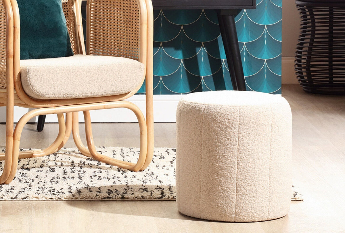 Desser Boucle Small Round Ottoman Pouffe D43xH45cm