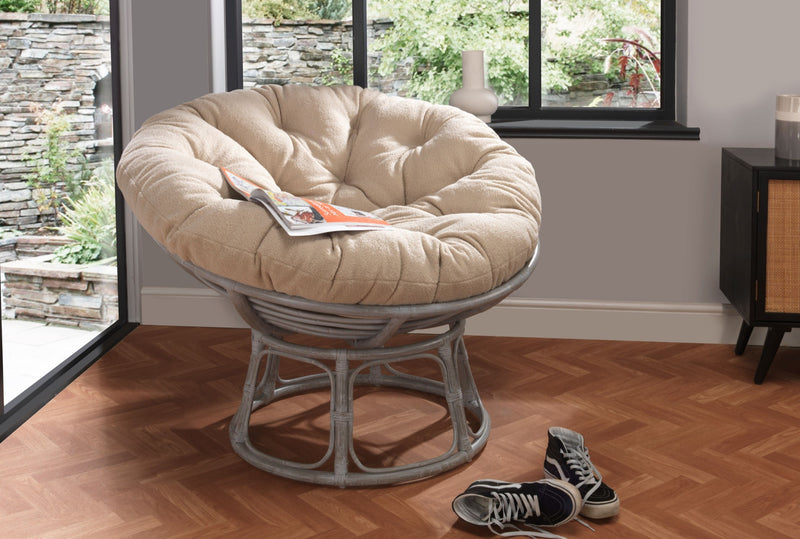 papasan grey chair in latte