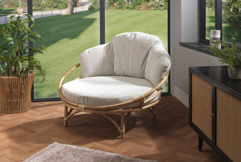 rattan natural snug cuddle chair in athena plain cushion