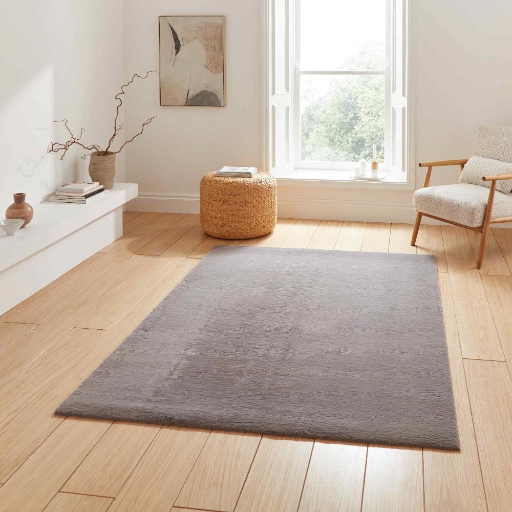 cozy soft plain rug in light grey 4 sizes available