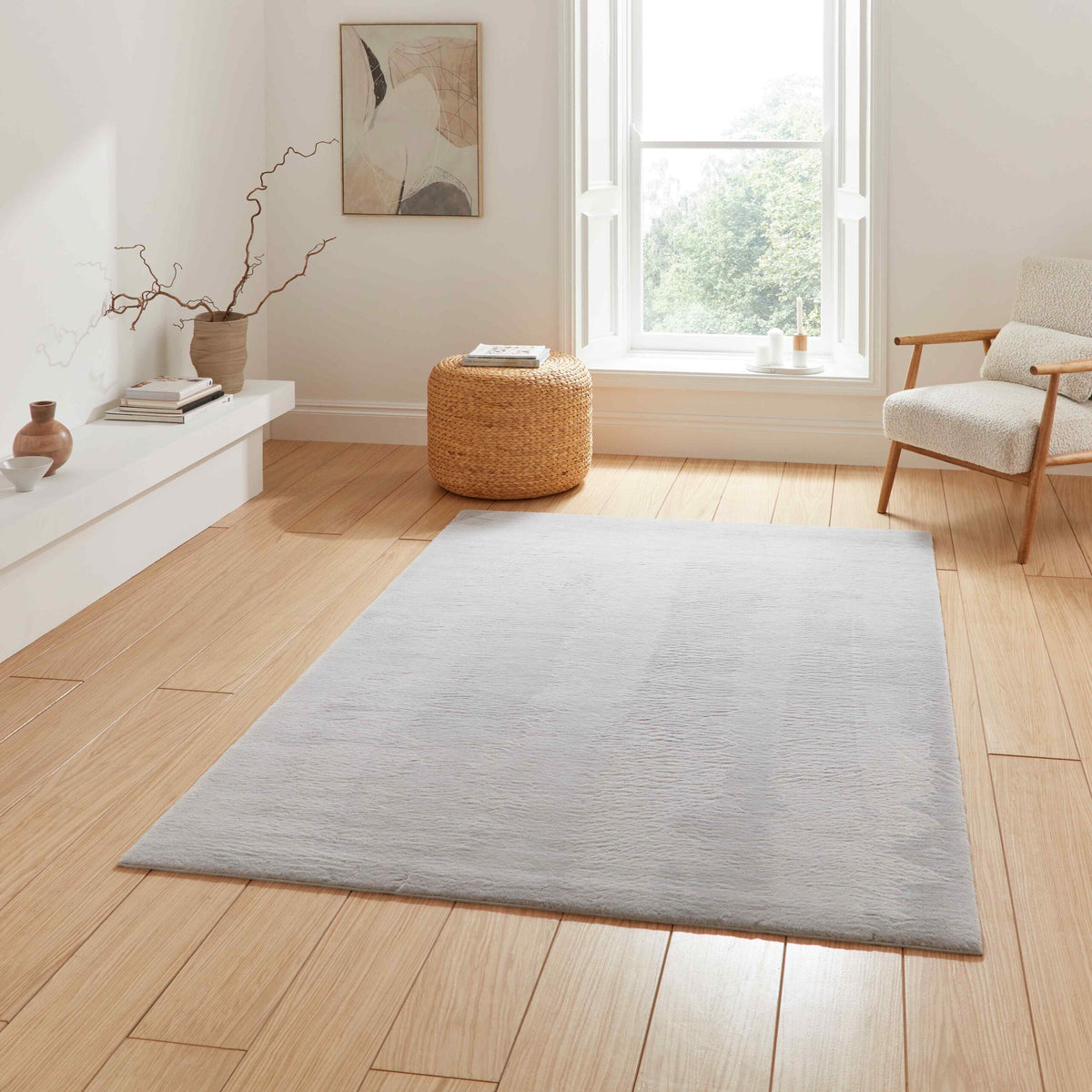 cozy soft plain rug in light grey 4 sizes available