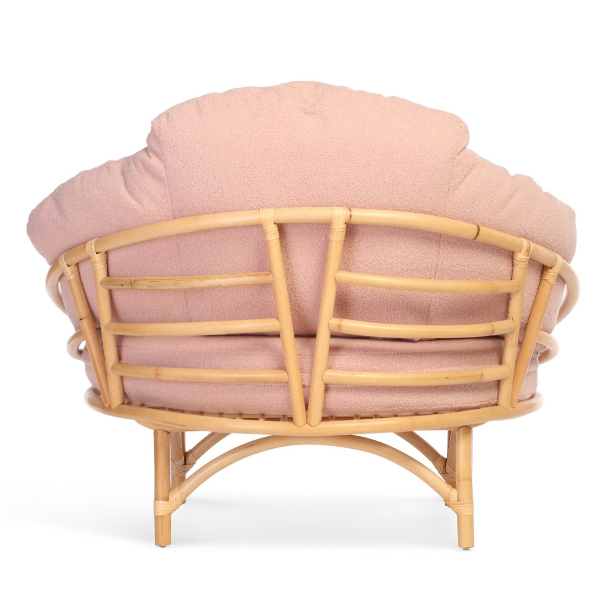 rattan natural snug cuddle chair in powder pink