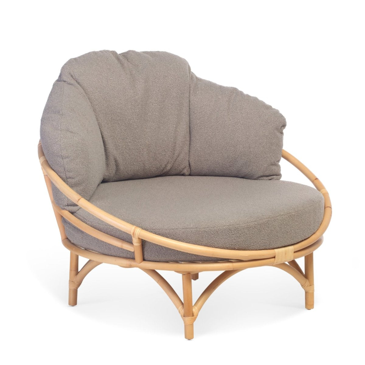 rattan natural snug cuddle chair in shadow grey