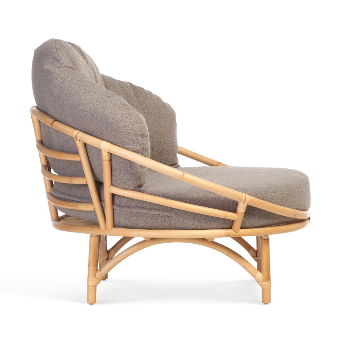 rattan natural snug cuddle chair in shadow grey