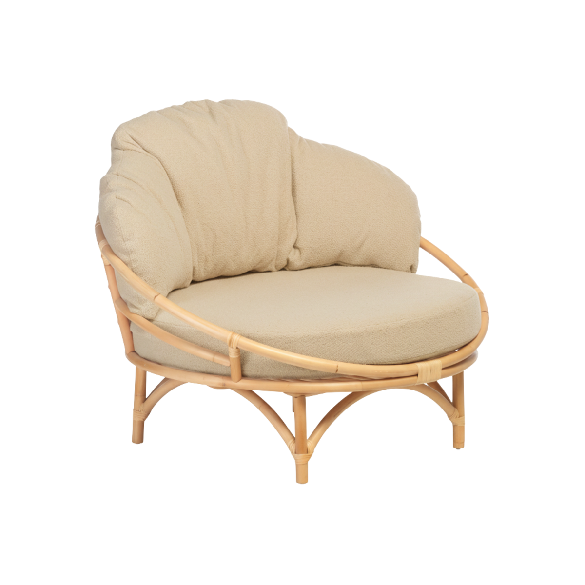 Snug Rattan Cuddle Chair in Bouclé Vanilla