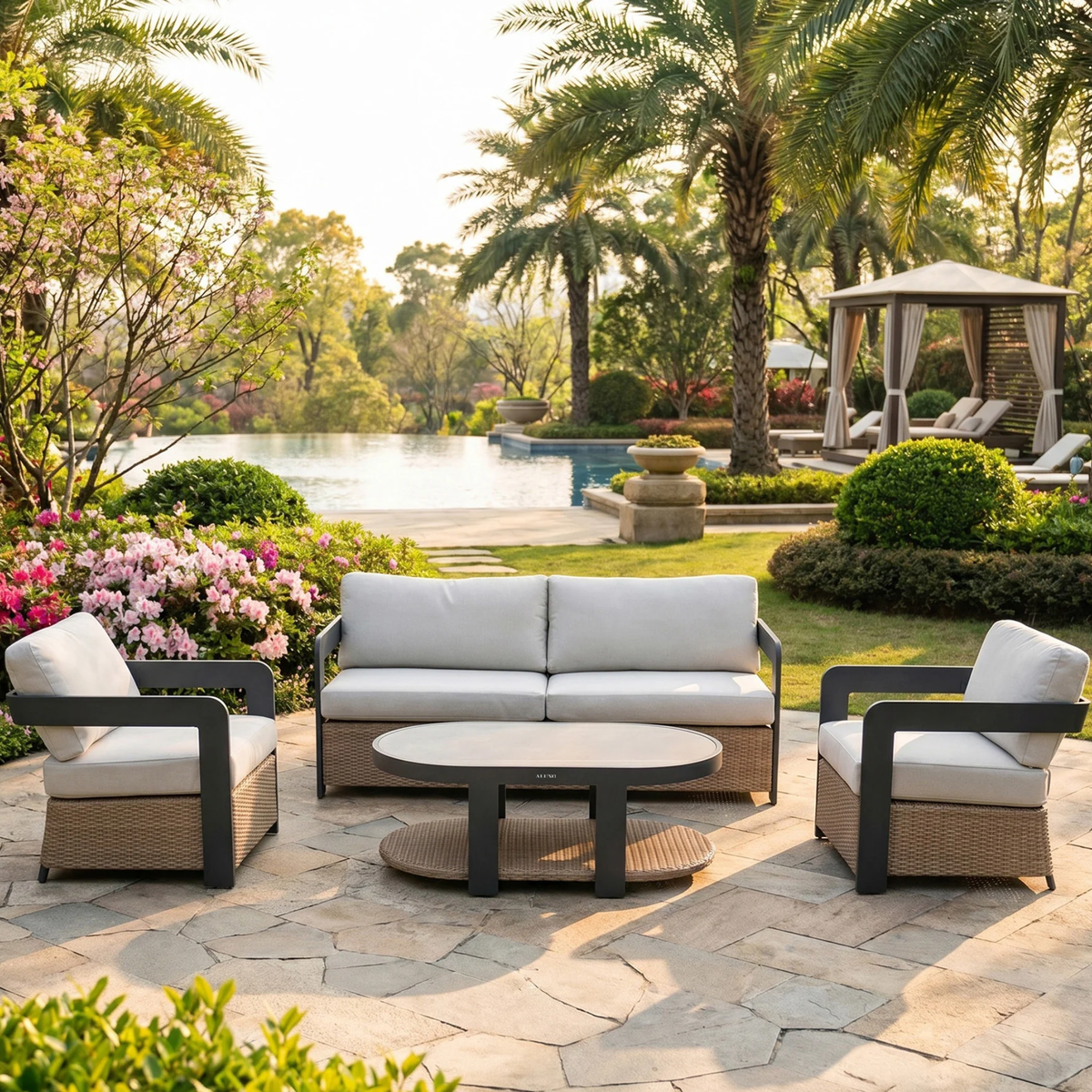 Solara Outdoor Lounge Set - Wicker - 5 Seater
