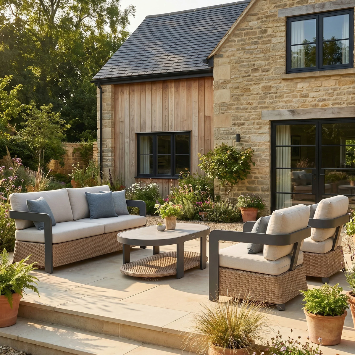 Solara Outdoor Lounge Set - Wicker - 5 Seater