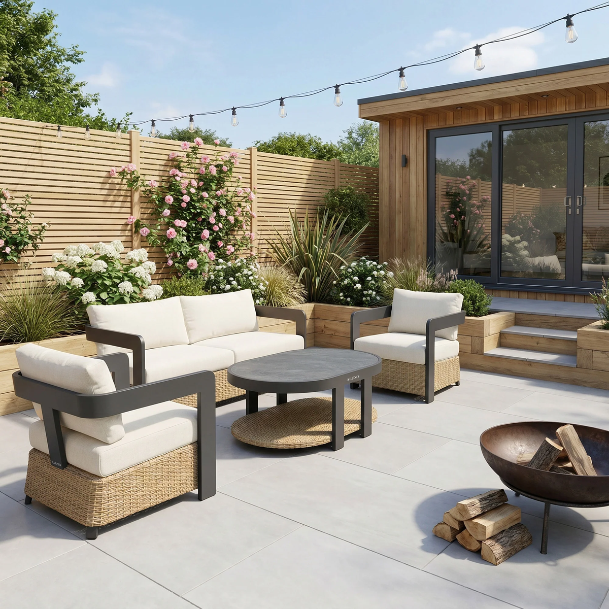 Solara Outdoor Lounge Set - Wicker - 5 Seater