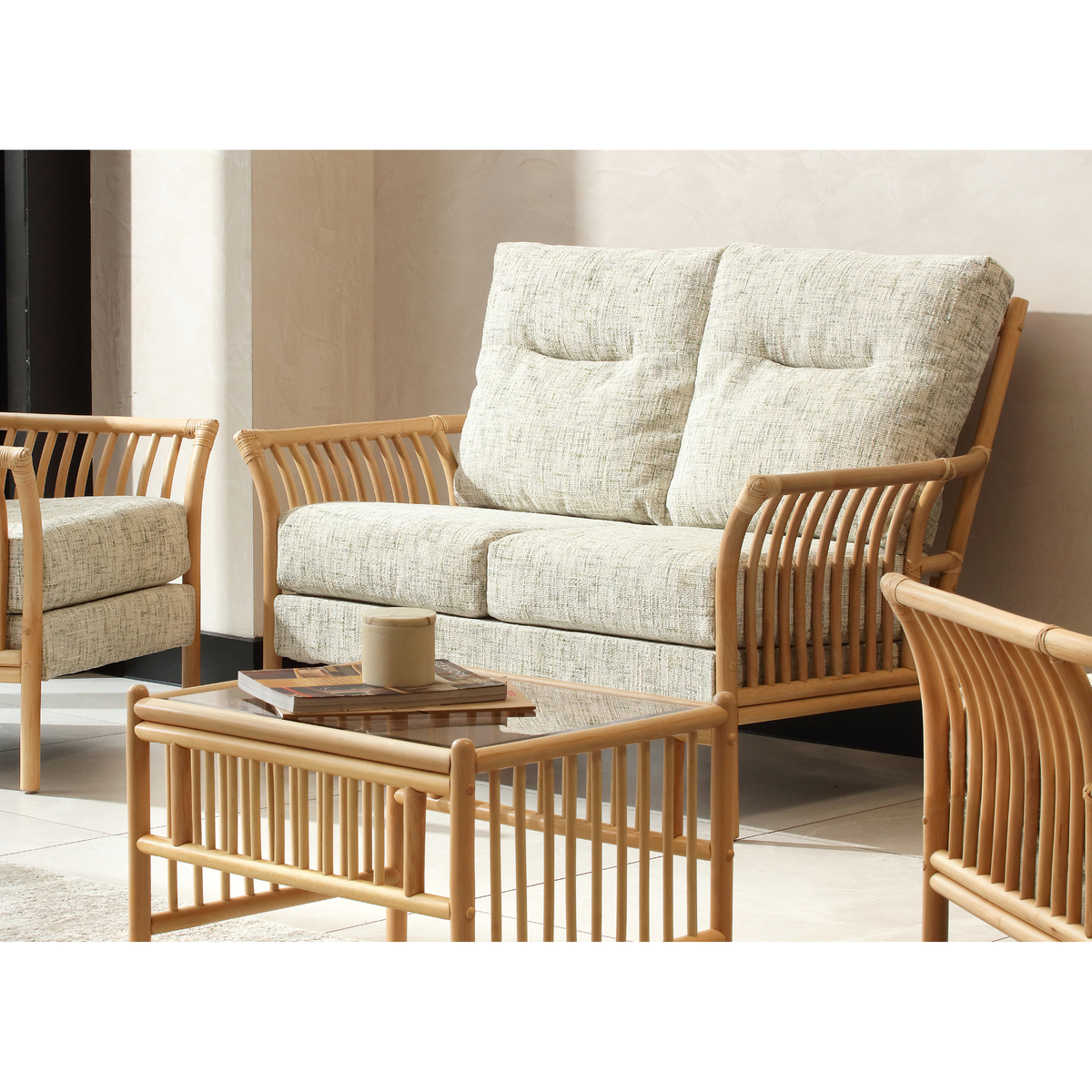Solo Natural Cane 2 Seater Sofa