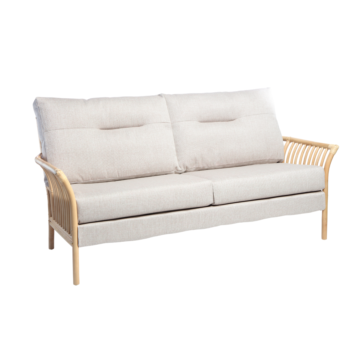 Solo Natural Cane 3 Seater Sofa in Roma Rose