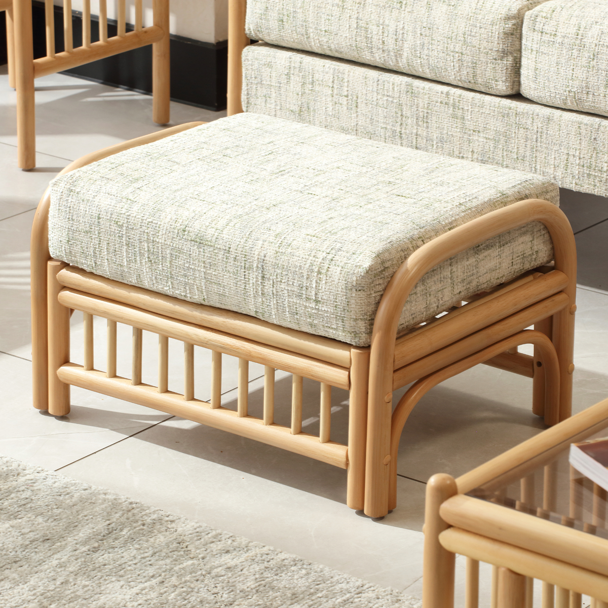 Solo Natural Cane Footstool