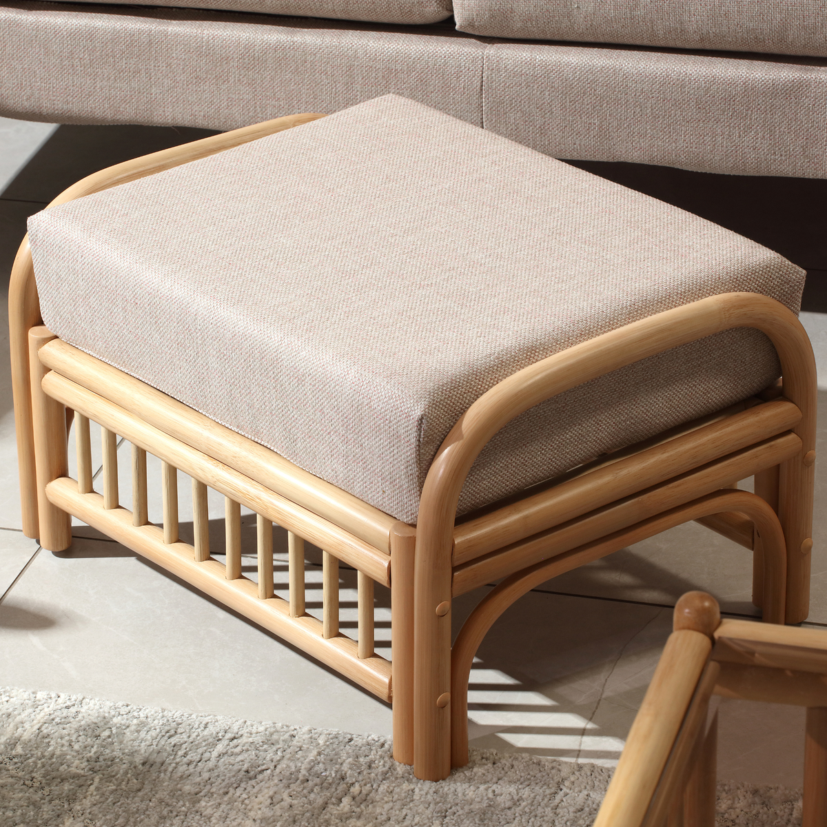 Solo Natural Cane Footstool