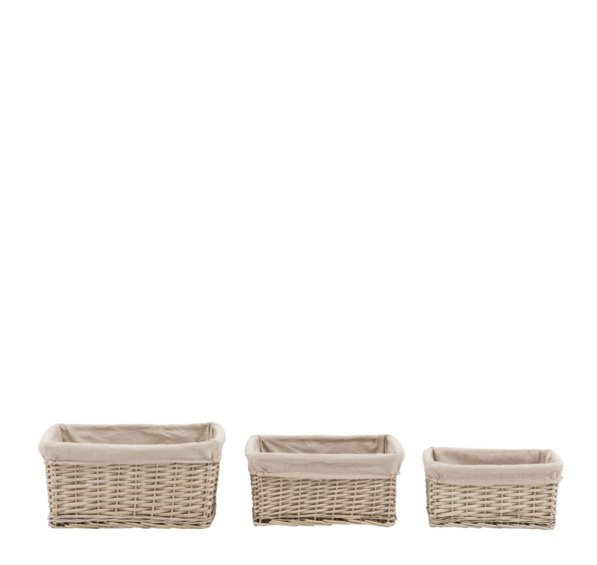 Desser Square Lined Basket Grey Set of 2