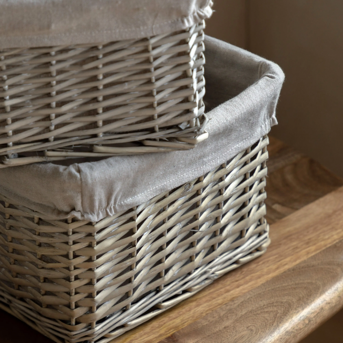 Desser Square Lined Basket Grey Set of 2