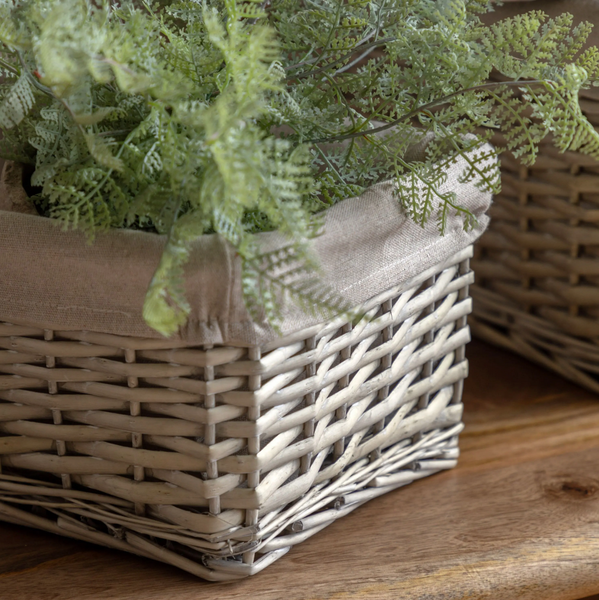 Desser Square Lined Basket Grey Set of 2